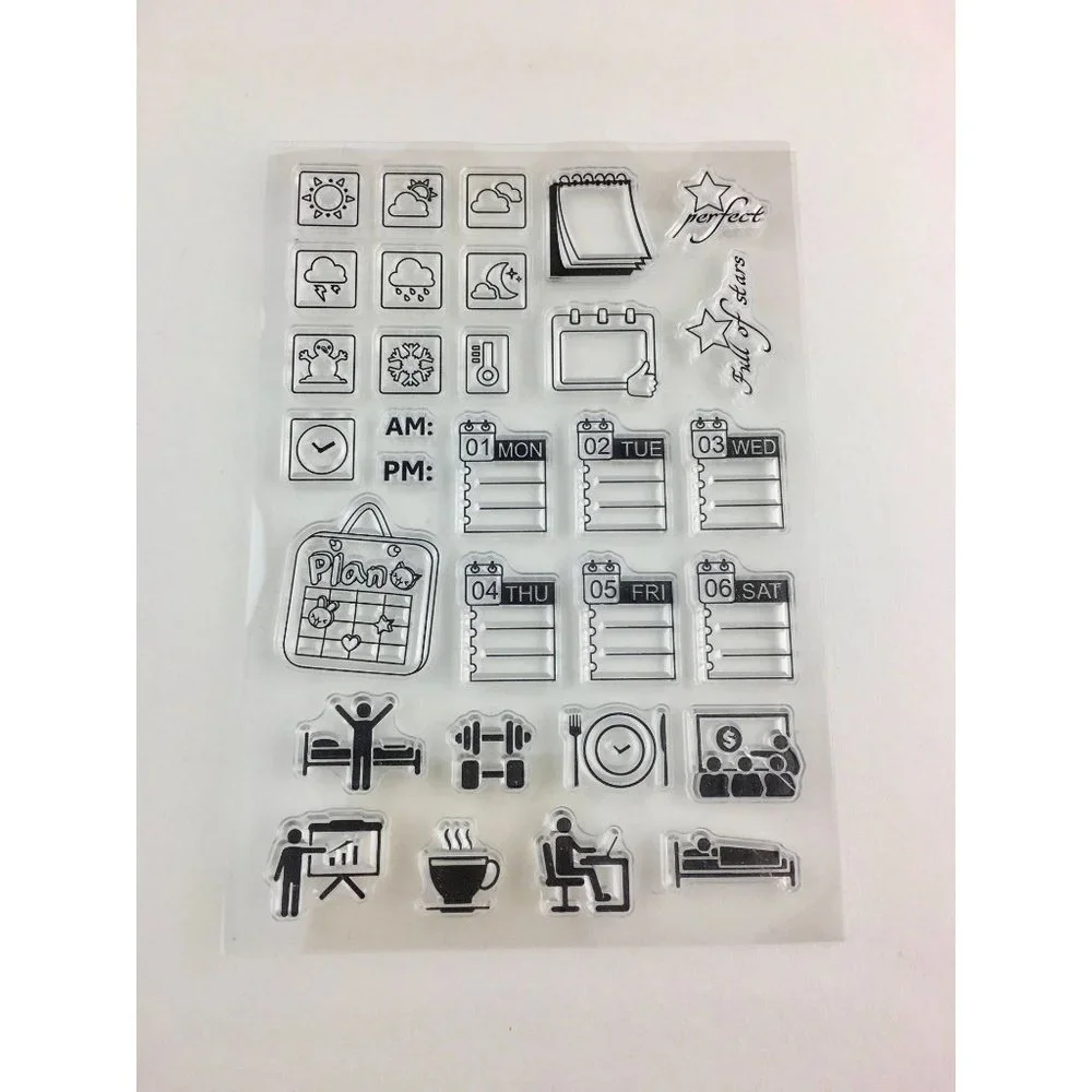 Daily Planner Stamp Kit Weather Activities Tracking 31 pc for Journals Diary mq